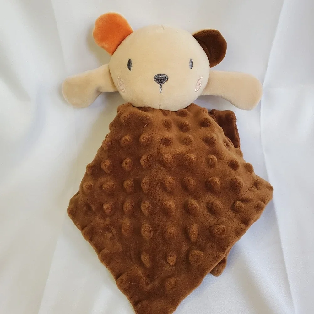 Castle Brown Minky‎ Dot Security Blanket Plush Lovey Dog Puppy 11x11 Inches